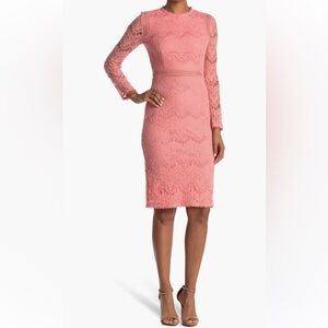 Love By Design Pink Lace Long Sleeve Dress NWT